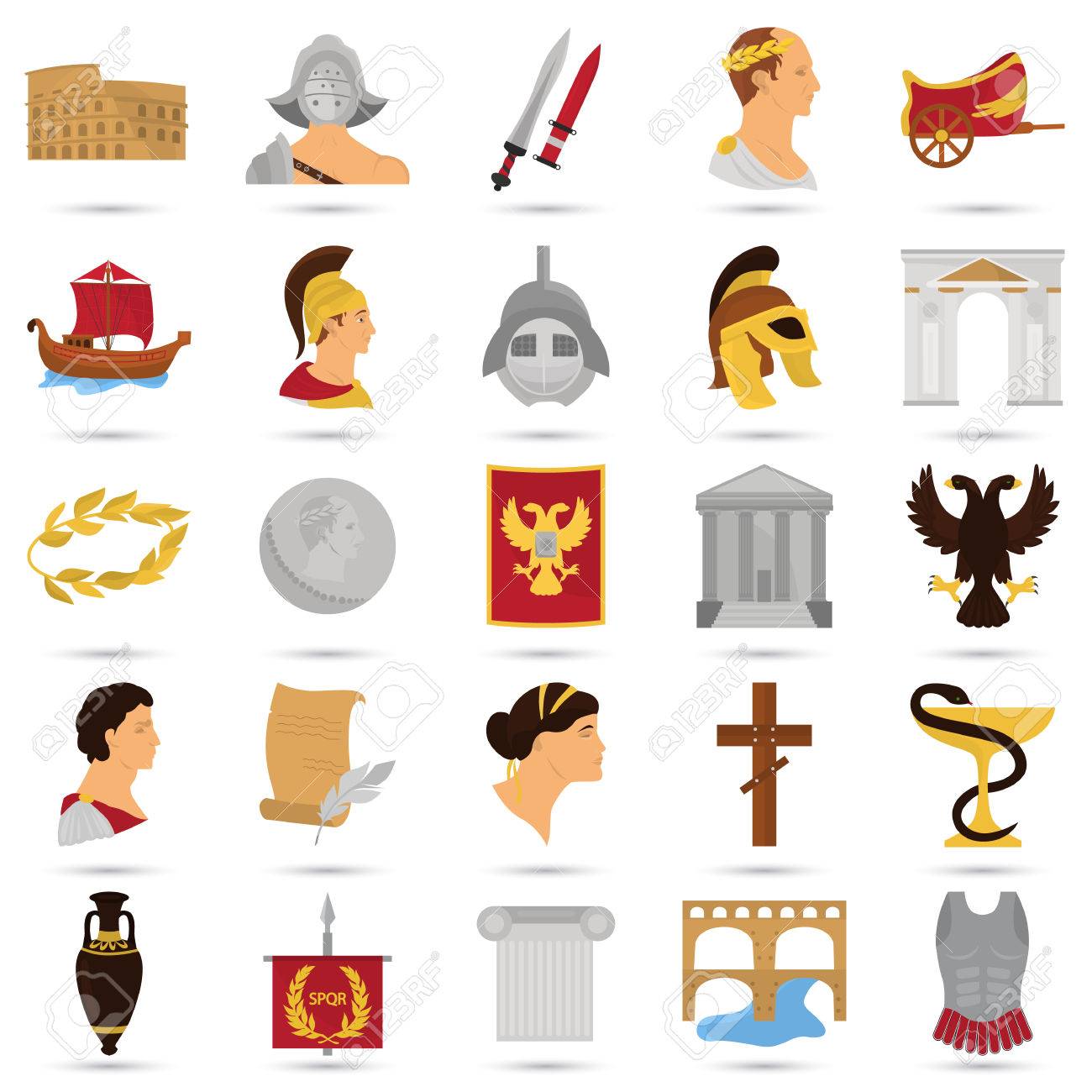 Ancient Rome Color Icons Srt For Web And Mobile Design Royalty Free Cliparts Vectors And Stock Illustration Image 81692287