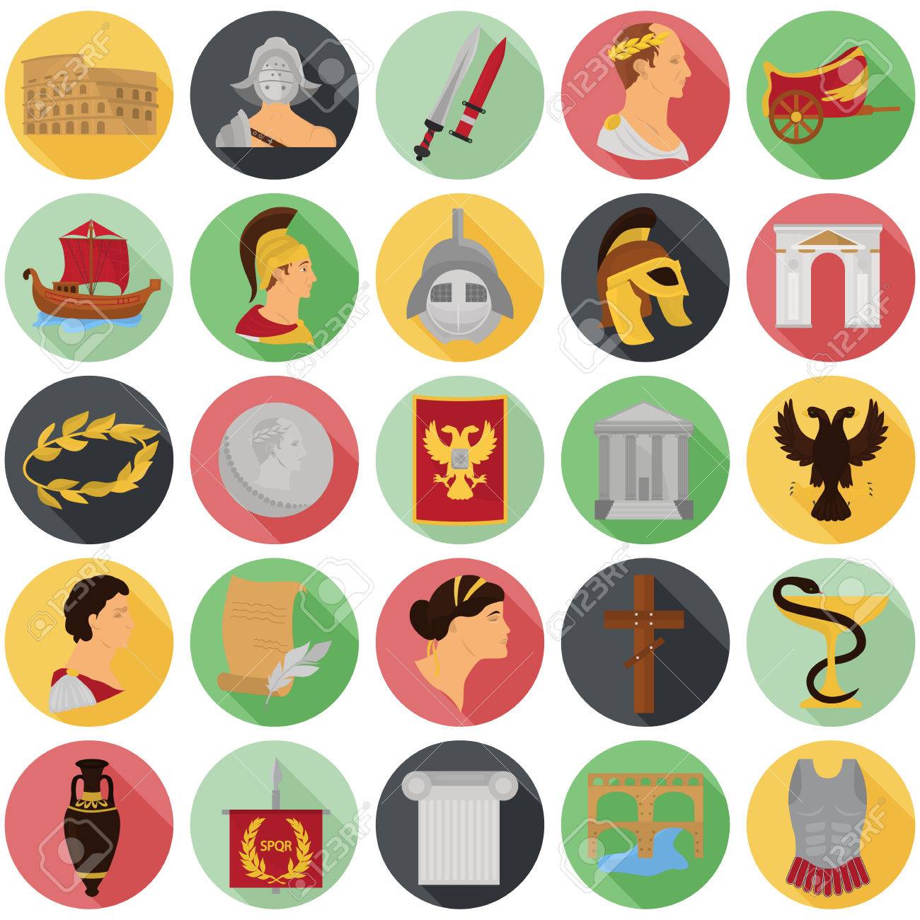 Ancient Rome Color Icons Srt For Web And Mobile Design Royalty Free Cliparts Vectors And Stock Illustration Image 81692293