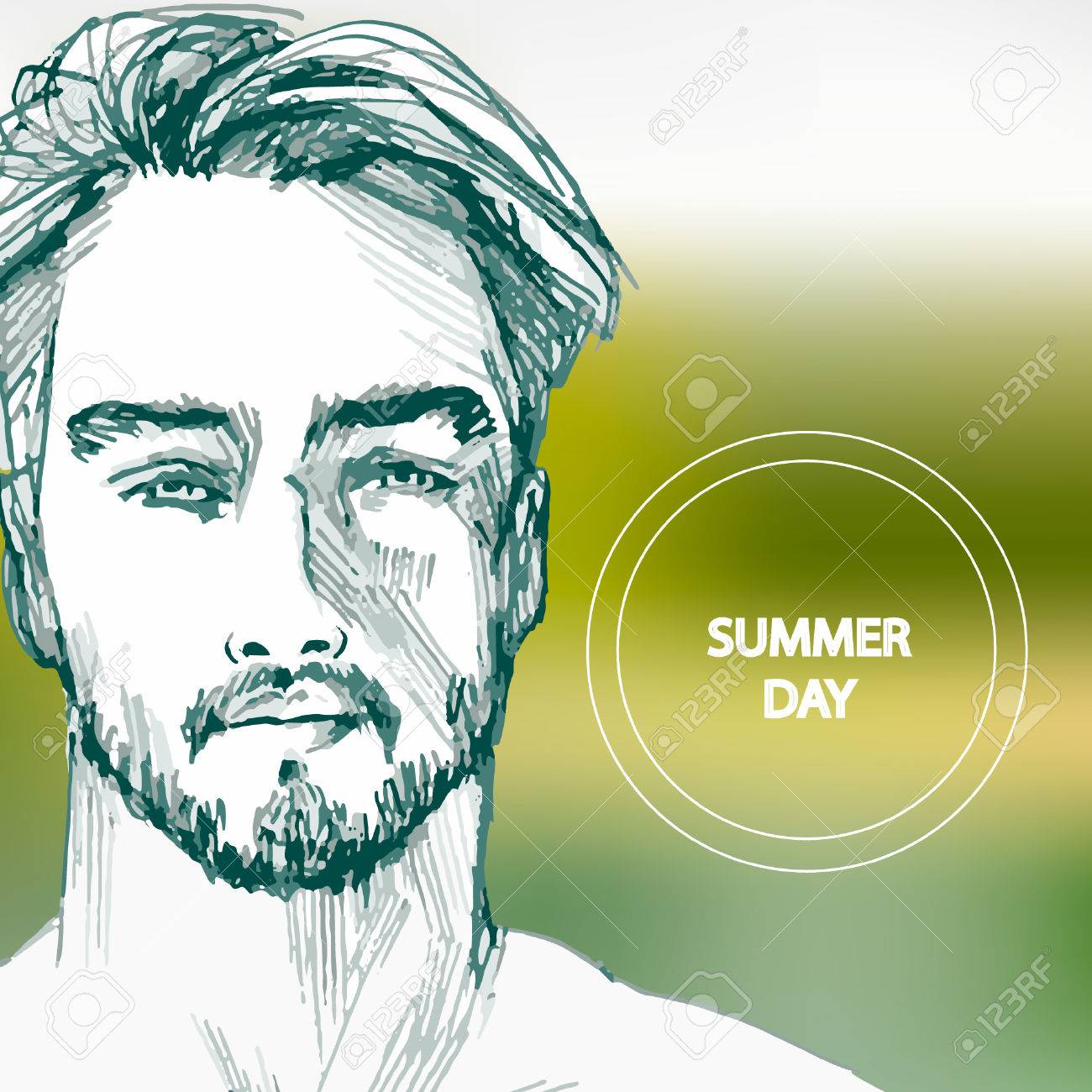 髪の毛 ひげ 髪は長い健康的な美しいブルネット男 美容モデルの男性 髪型 髪のケア バーバー ショップ バッジおよびデザイン要素 黒と白 のイラスト素材 ベクタ Image