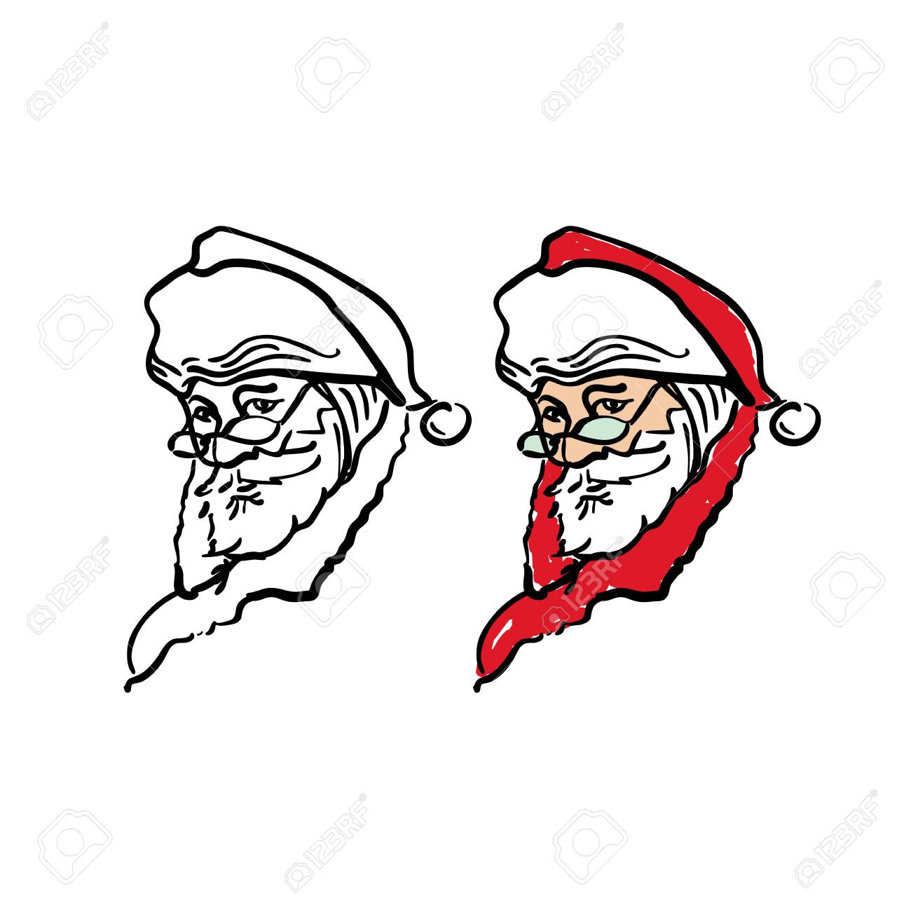 Portrait Of Santa In A Hat And Glasses Santa Claus Head Christmas