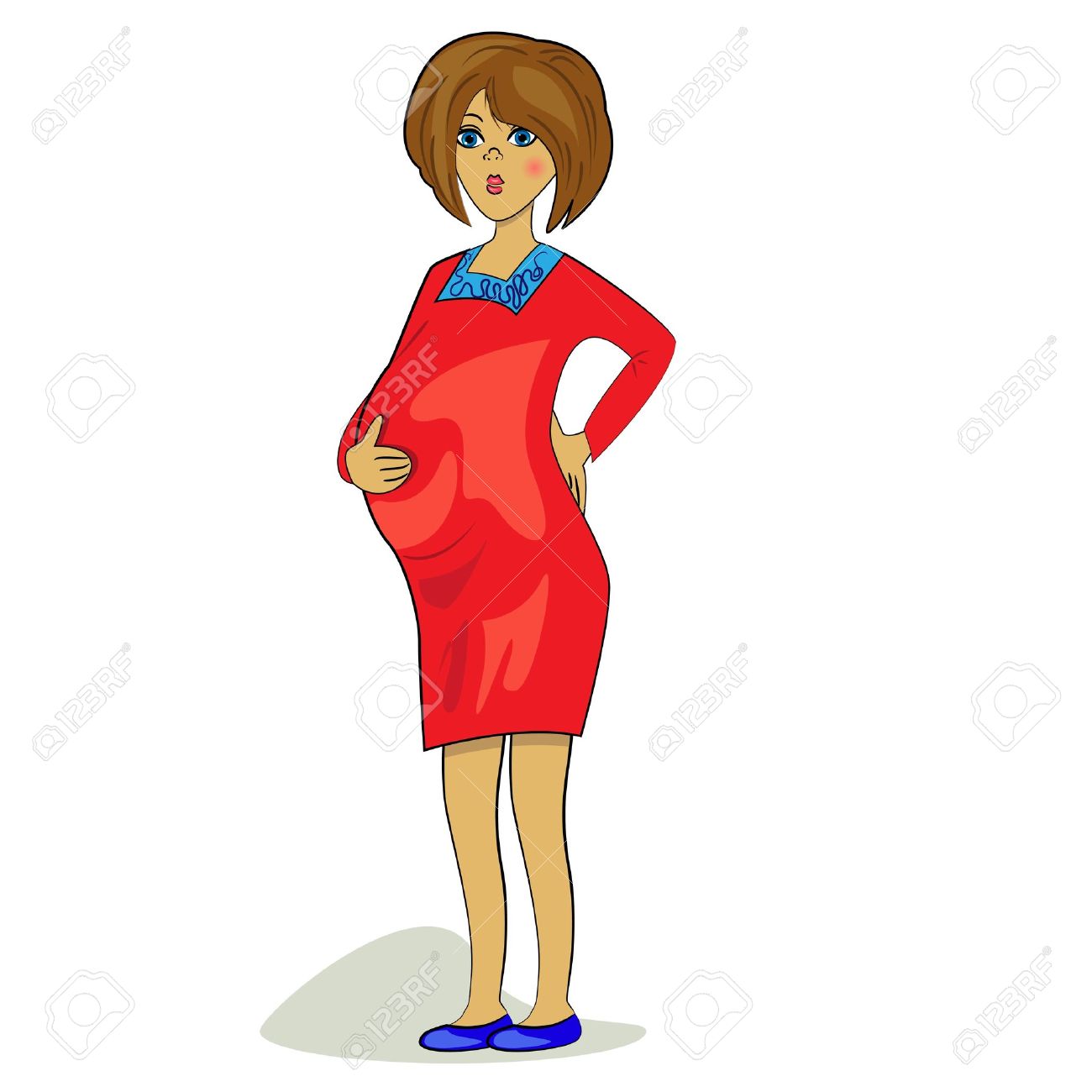 Preggy きれいな女性 漫画妊娠中の女の子 のイラスト素材 ベクタ Image