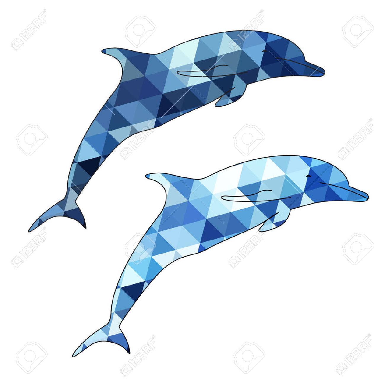 白い背景のベクトル上に分離されてイルカのシルエットのイラスト素材 ベクタ Image