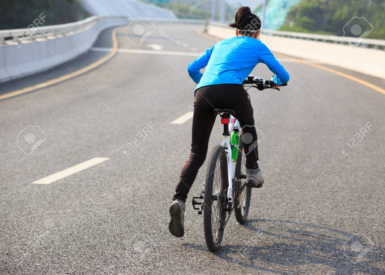 riding mountain bike in city