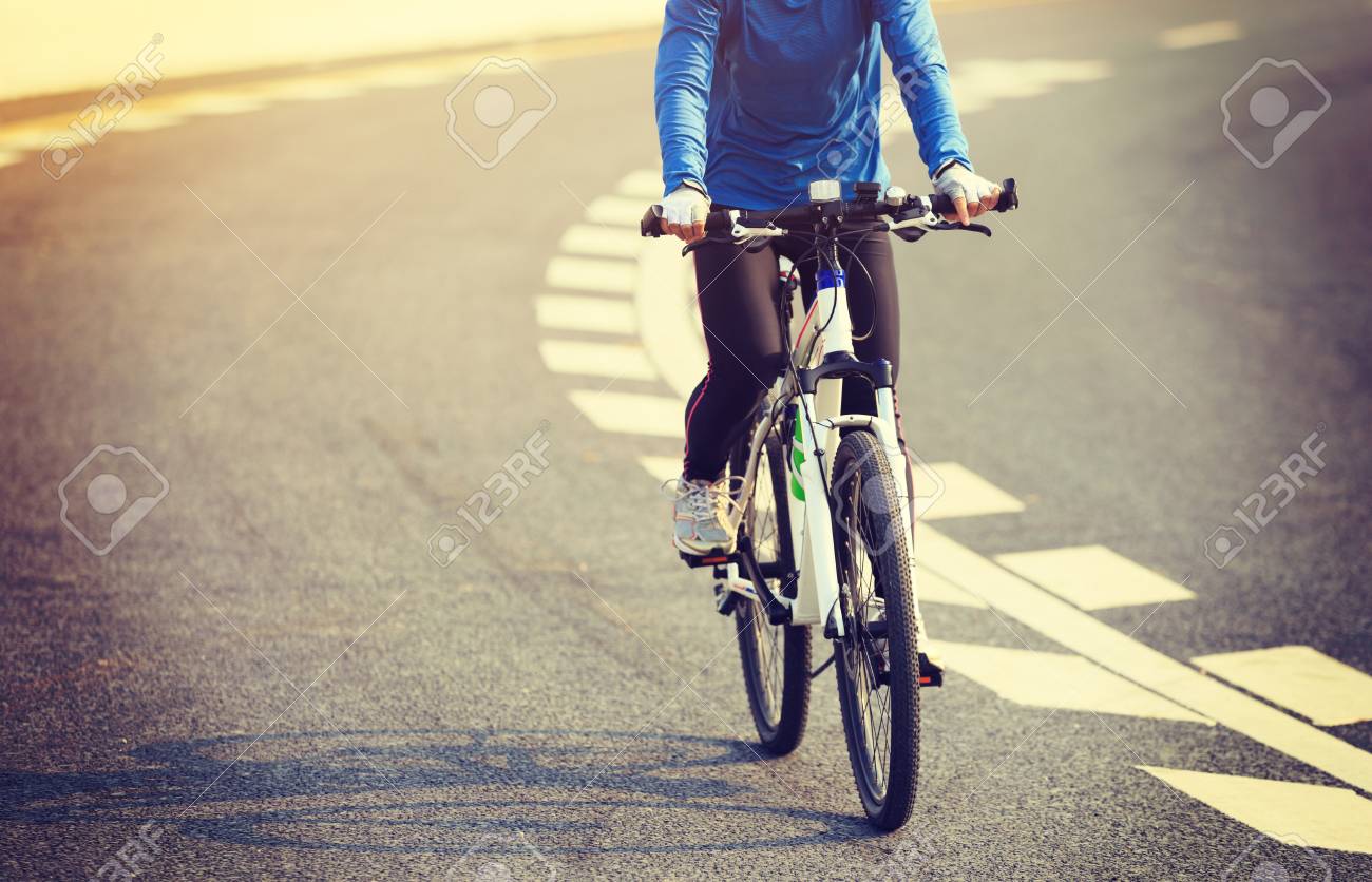 riding mountain bike in city