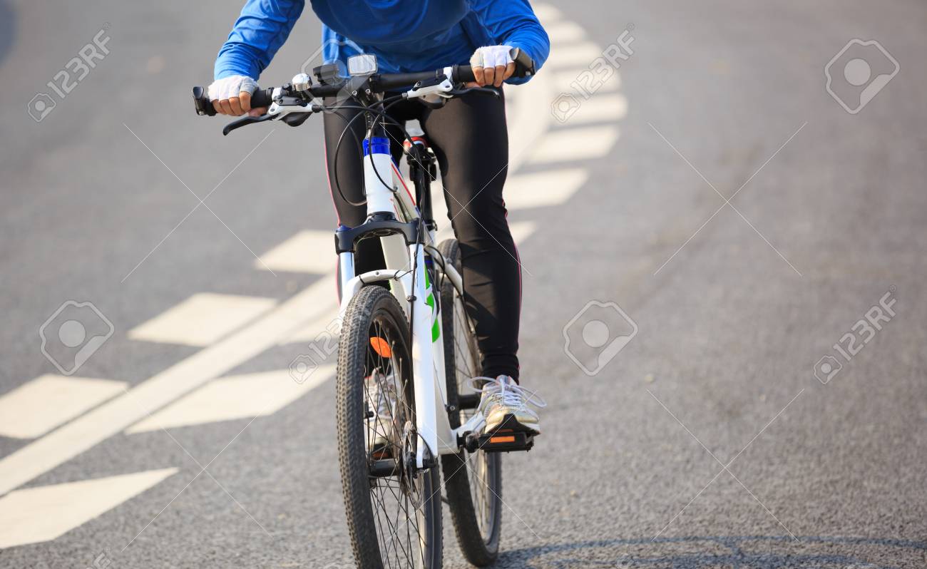 riding mountain bike in city
