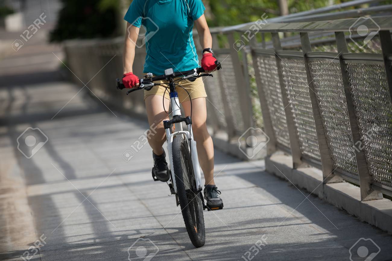 riding mountain bike in city