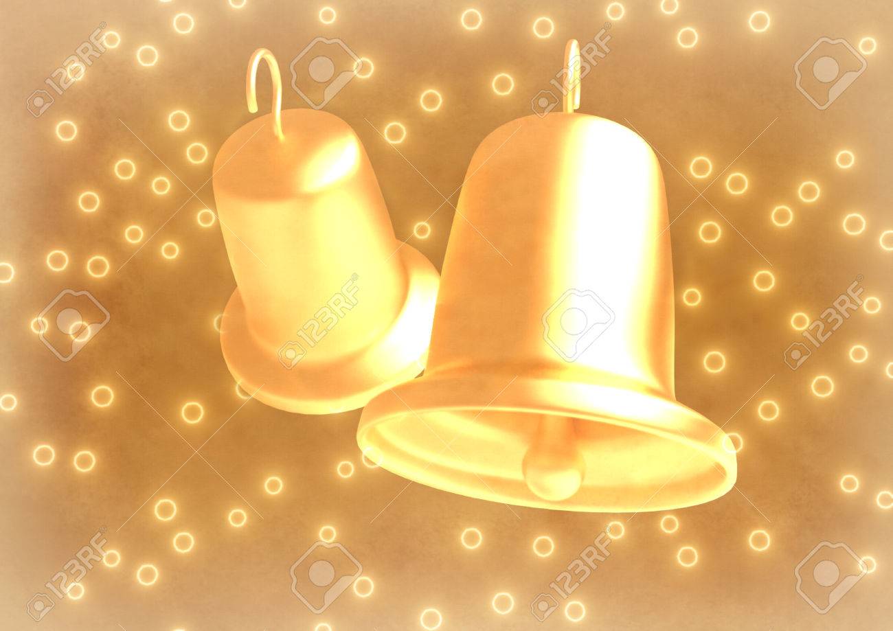 Romantic Golden Wedding Bells On Abstract Background Stock Photo Romantic Golden Wedding Bells On Abstract Background Stock Photo