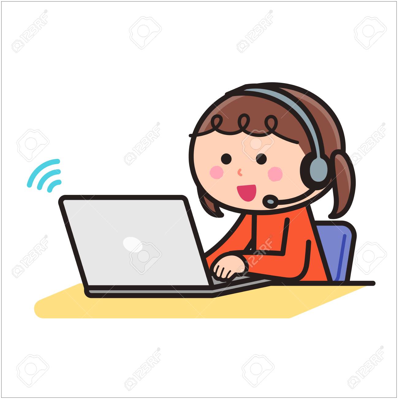 Girl Taking Online Lessons / PC Royalty Free SVG, Cliparts, Vectors, and  Stock Illustration. Image 145549079., image size:1299x1300