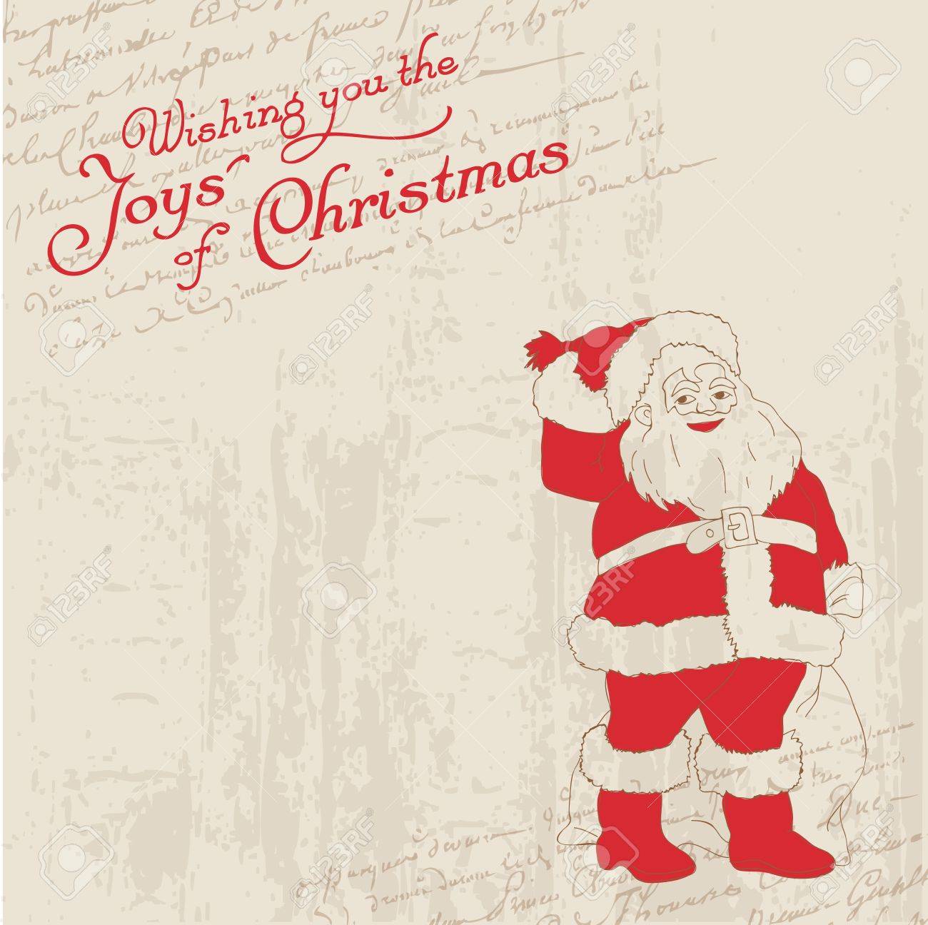 christmas card with vintage santa for invitation greetings