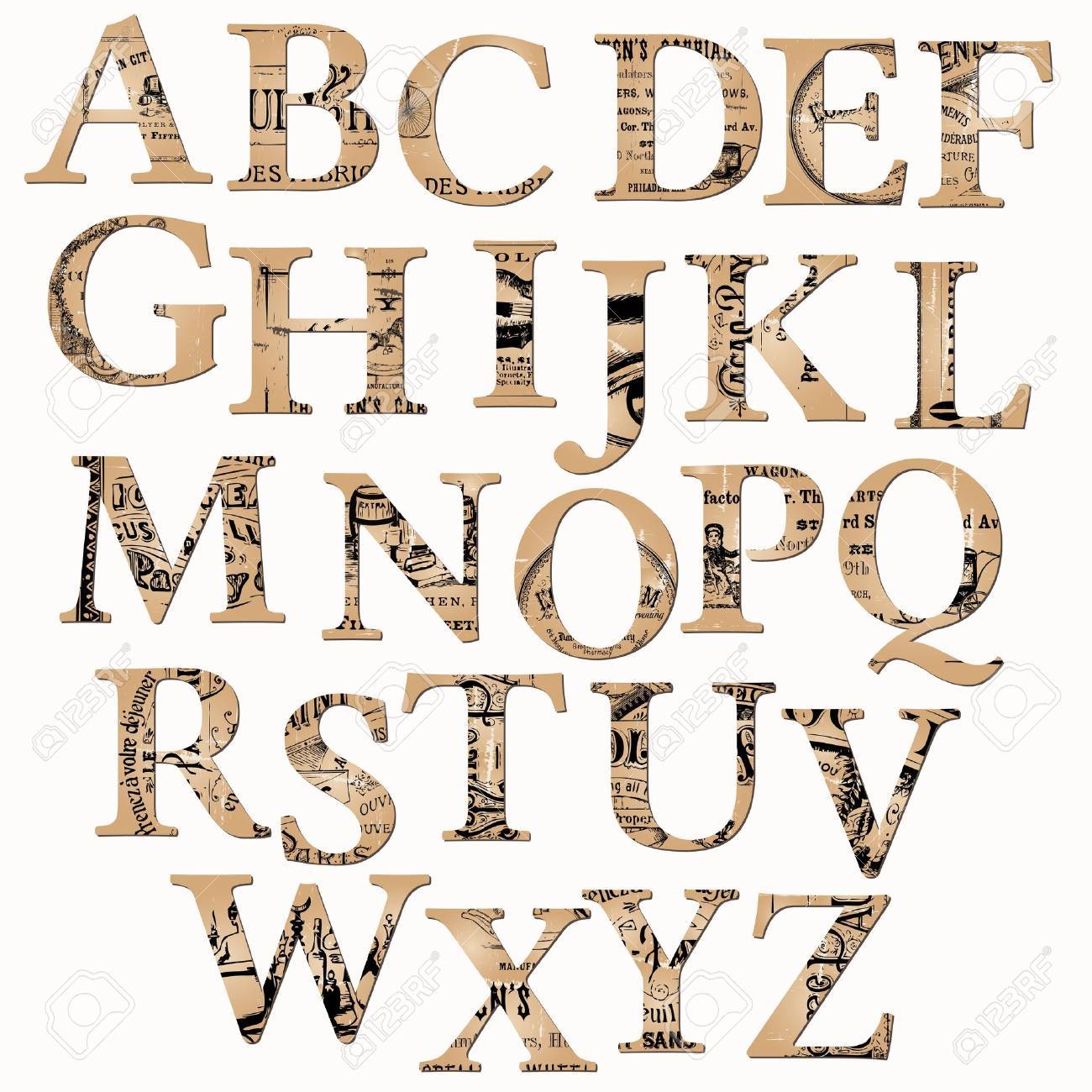 古い新聞 ノート ベクトルに基づくヴィンテージのアルファベット のイラスト素材 ベクタ Image