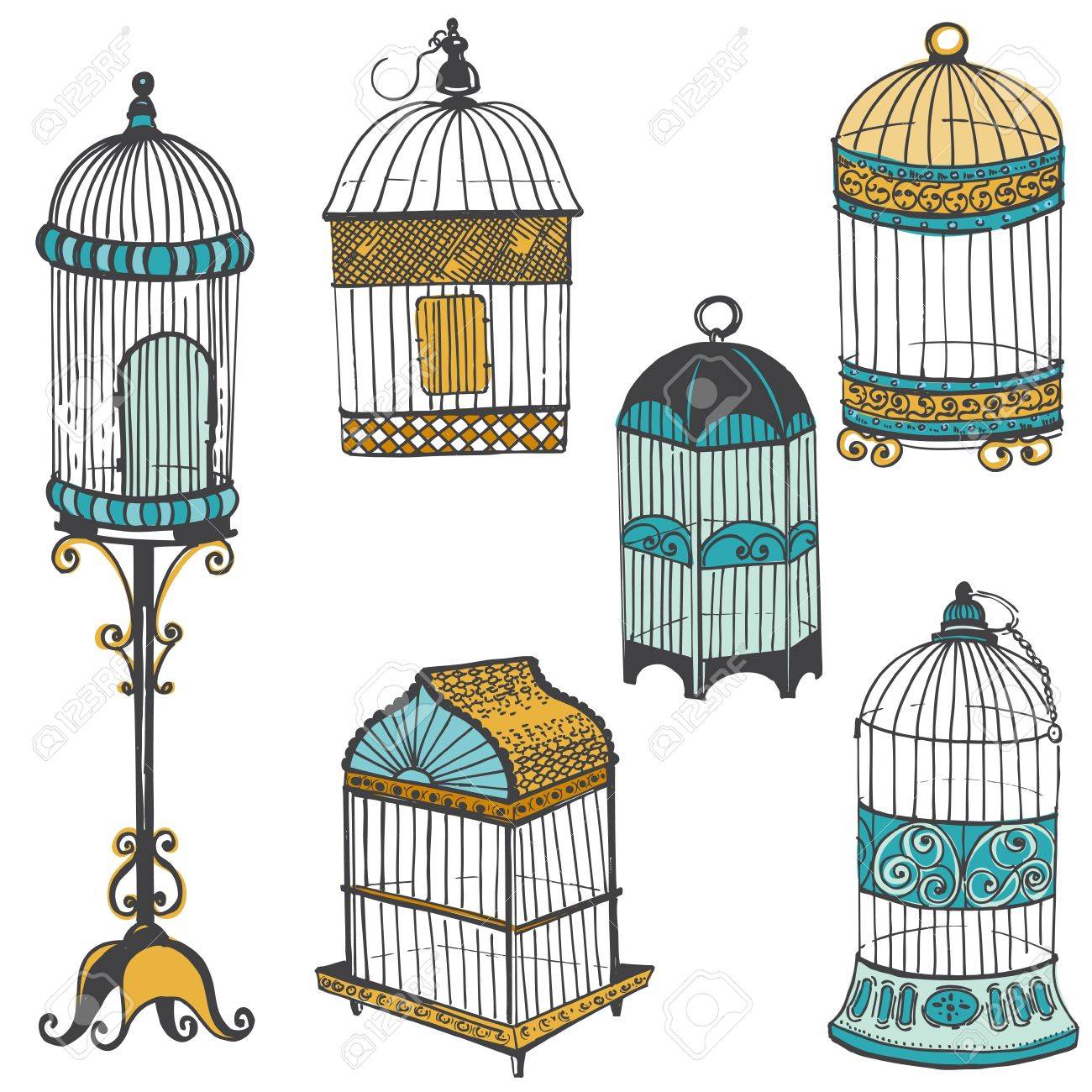 デザインやスクラップ ブックのための鳥かごコレクションのイラスト素材 ベクタ Image