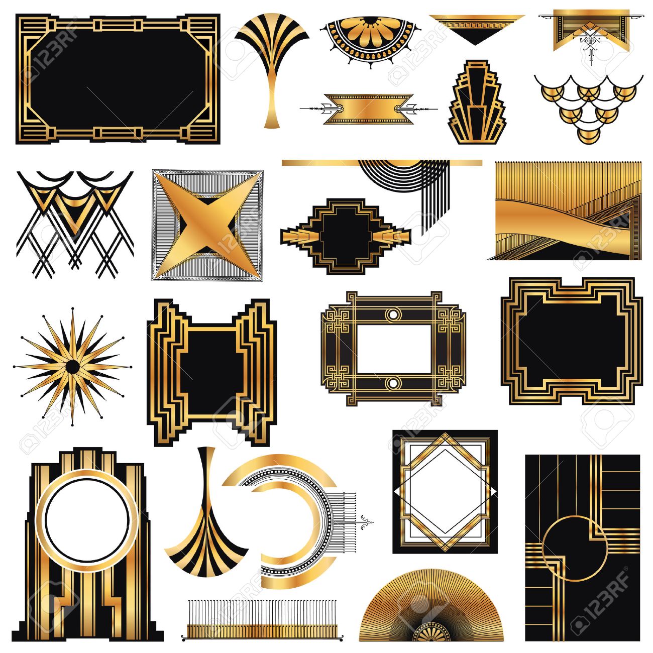 Art Deco Design Elements art deco vintage frames and design elements royalty free cliparts Art Deco Design Elements art deco vintage frames and design elements royalty free cliparts