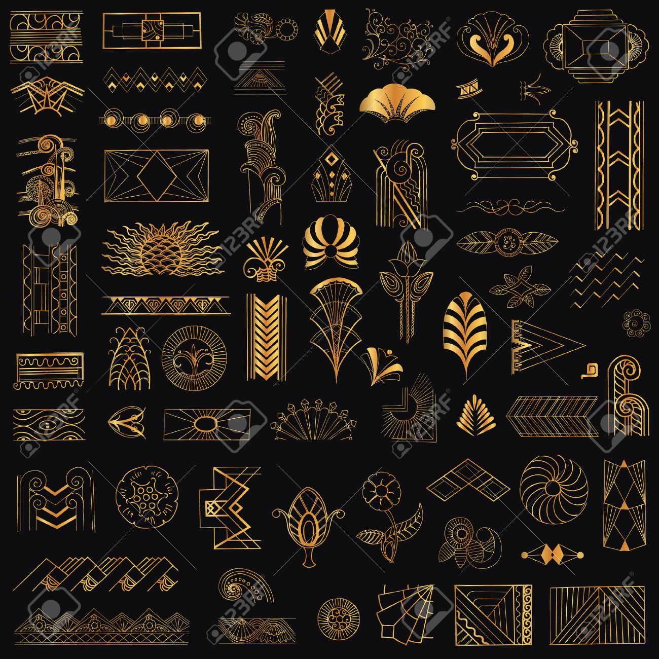 Art Deco Design Elements art deco vintage frames and design elements - hand drawn royalty Art Deco Design Elements art deco vintage frames and design elements - hand drawn royalty