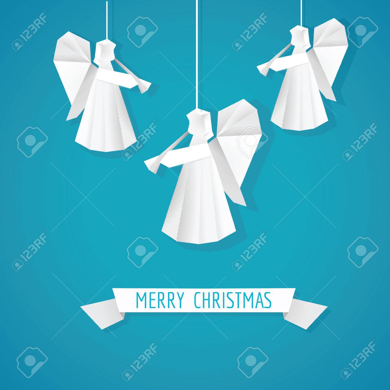 折り紙紙の天使 クリスマスの背景 ベクトル のイラスト素材 ベクタ Image