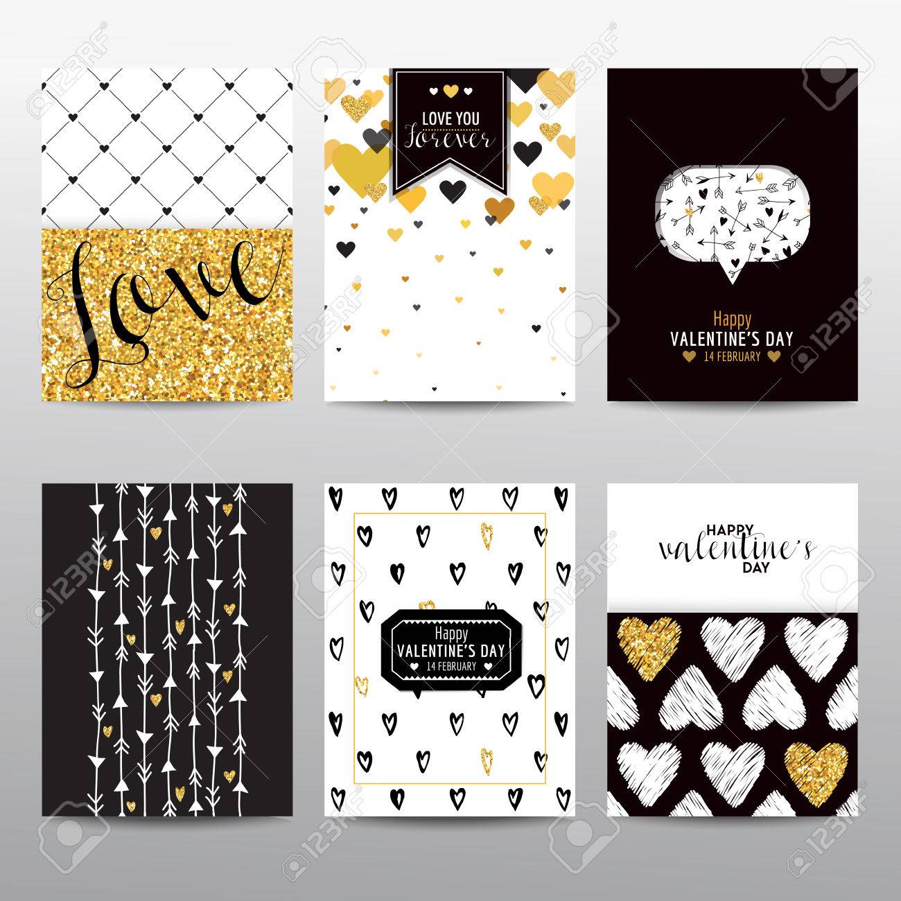 Set of Valentine's Day Brochures and Cards - vintage layouts - in vector - 50793950 Set of Valentine's Day Brochures and Cards - vintage layouts - in vector - 50793950
