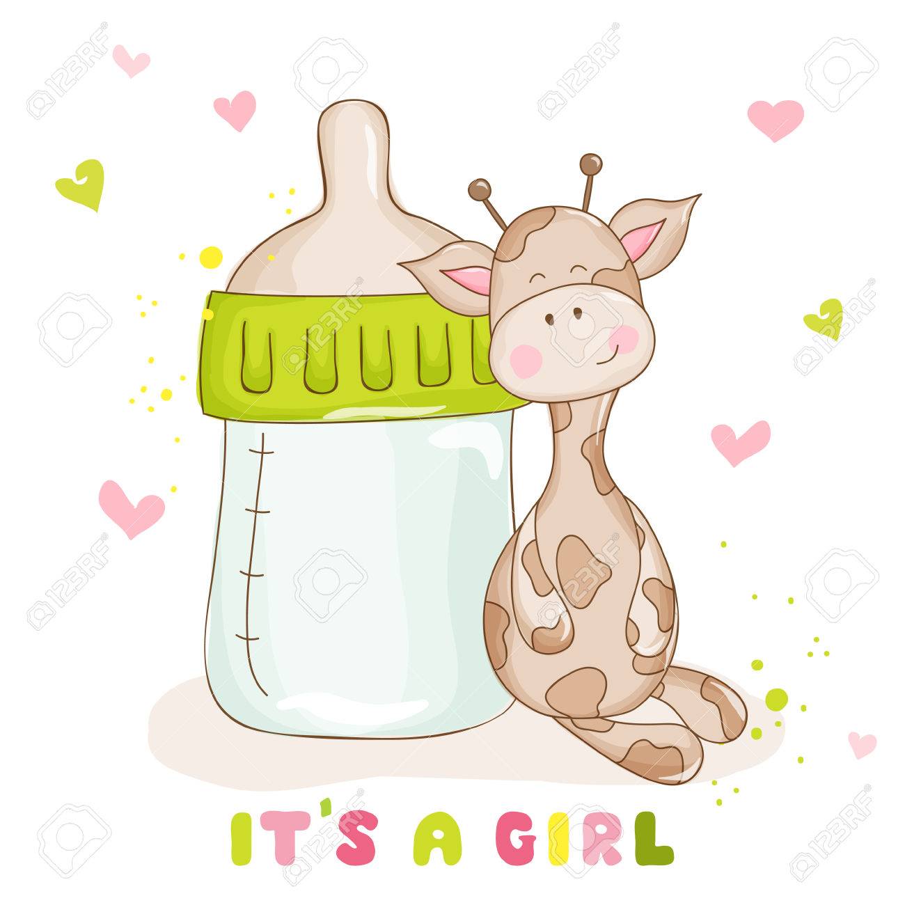 Baby Shower or Baby Arrival Cards - Cute Baby Giraffe - - 53446953 Baby Shower or Baby Arrival Cards - Cute Baby Giraffe - - 53446953