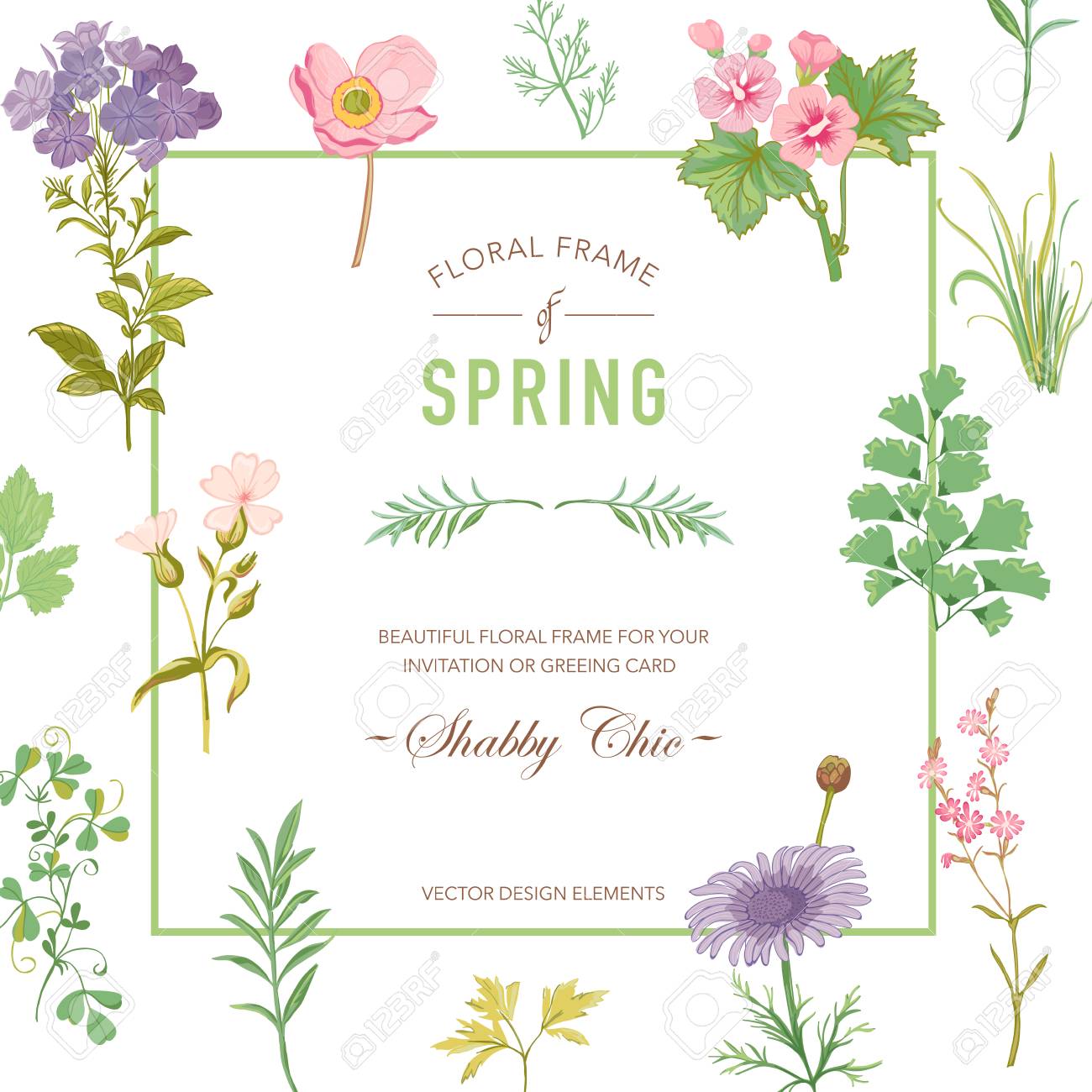 花のフレーム 招待状カード結婚式カード赤ちゃんシャワー カード ベクトル花カード ヴィンテージ花 手には花が描かれました のイラスト素材 ベクタ Image 5951