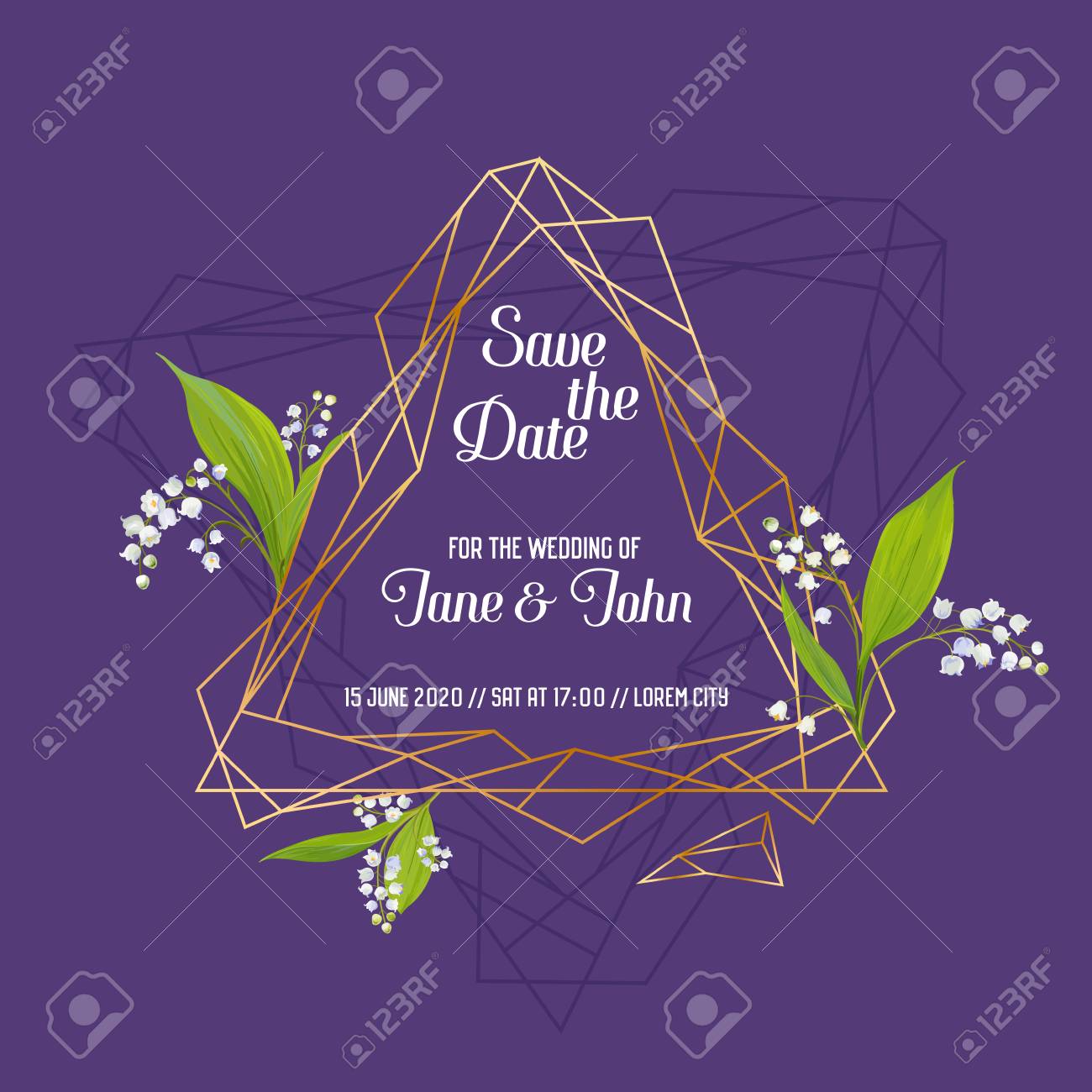 幾何学的要素と結婚式の招待状花のテンプレート テキストとユリの花のための場所で日付フレーム を保存します グリーティングカード ポスター バナー ベクトルのイラストのイラスト素材 ベクタ Image 幾何学的要素と結婚式の招待状花のテンプレート テキストとユリの花のための場所で日付フレーム を保存します グリーティングカード ポスター バナー ベクトルのイラストのイラスト素材 ベクタ Image