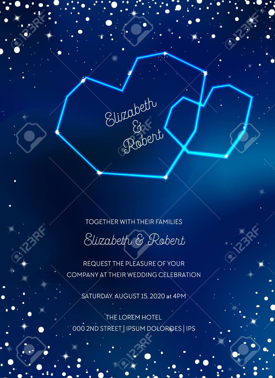 Picture Of Night Sky On Specific Date Free Night Sky Trendy Wedding Invitation Card, Save The Date Celestial Template  With Moon, Stars, Galaxy, Space Illustration In Vector Royalty Free Svg,  Cliparts, Vectors, And Stock Illustration. Image 117012091.