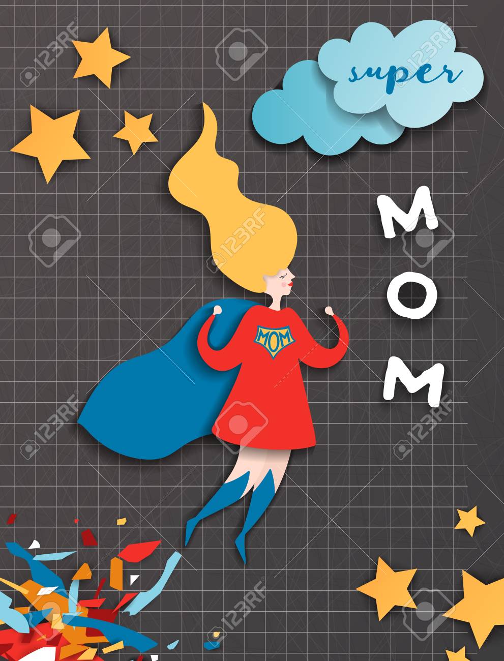 Mothers Day Greeting Card In Comics Paper Cut Style Royalty Free Mothers Day Greeting Card In Comics Paper Cut Style Royalty Free