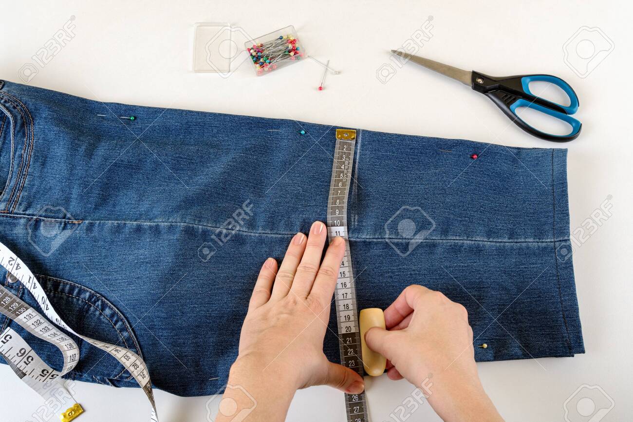 half blue and half white jeans