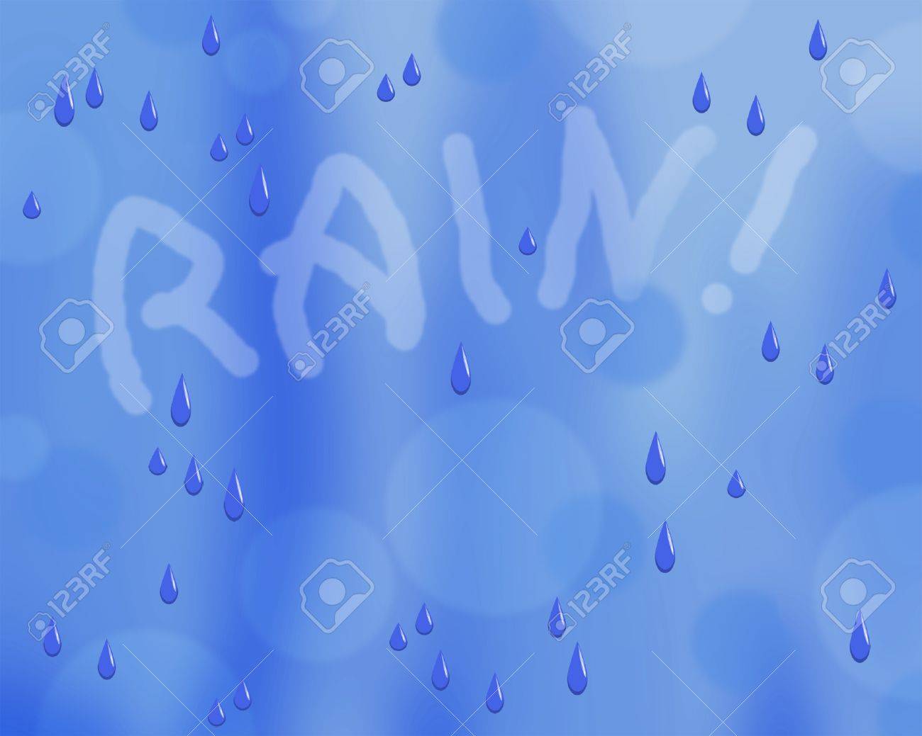 青色の背景に霧文字で雨で雨のイラストのイラスト素材 ベクタ Image