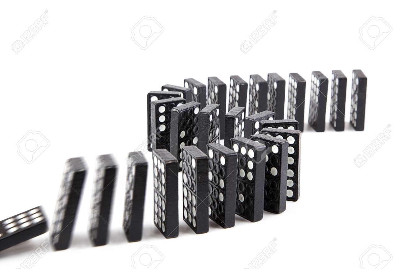 domino effect, black wooden domino line curve - 12027658 domino effect, black wooden domino line curve - 12027658