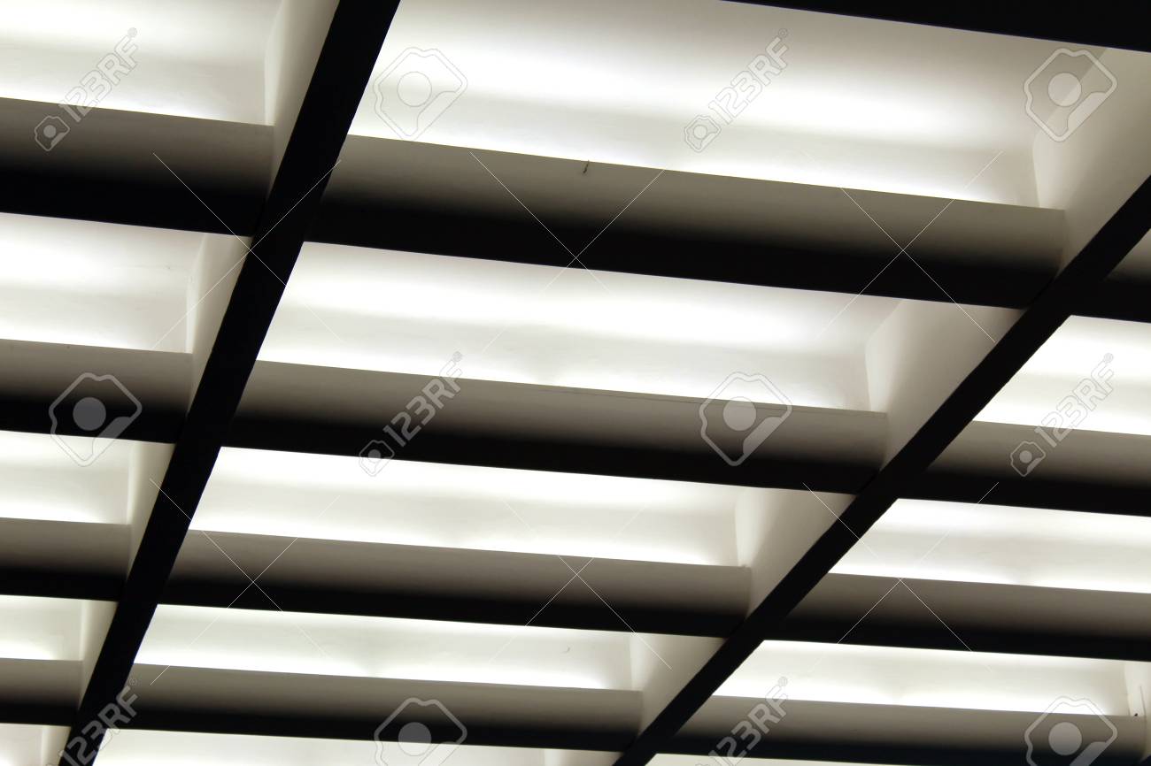 Modern Coffered Ceiling Seen In Diagonal Perspective Stock Photo
