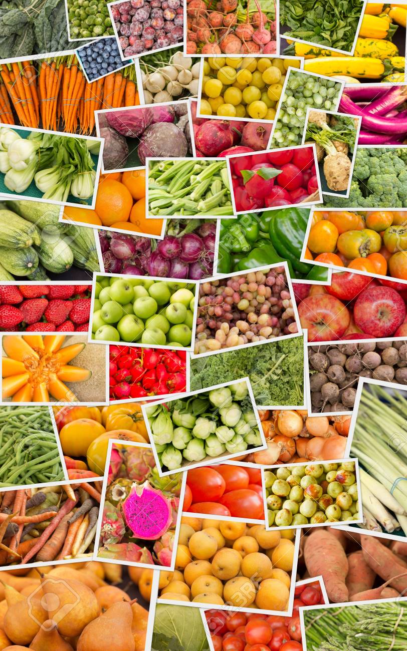 variety of popular farmers market fruits and vegetables in produce