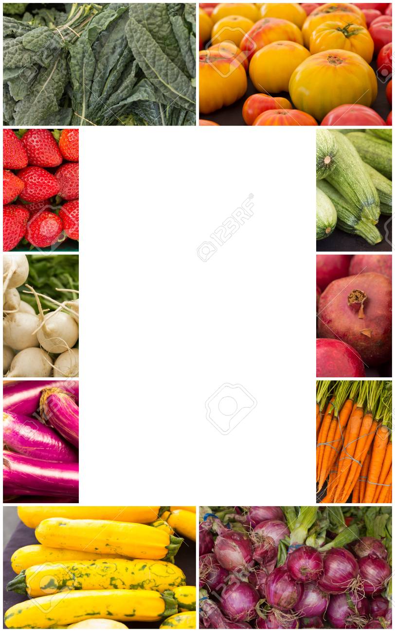 variety of popular farmers market fruits and vegetables in produce