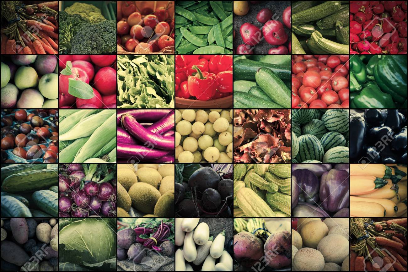 variety of popular farmers market fruits and vegetables in produce
