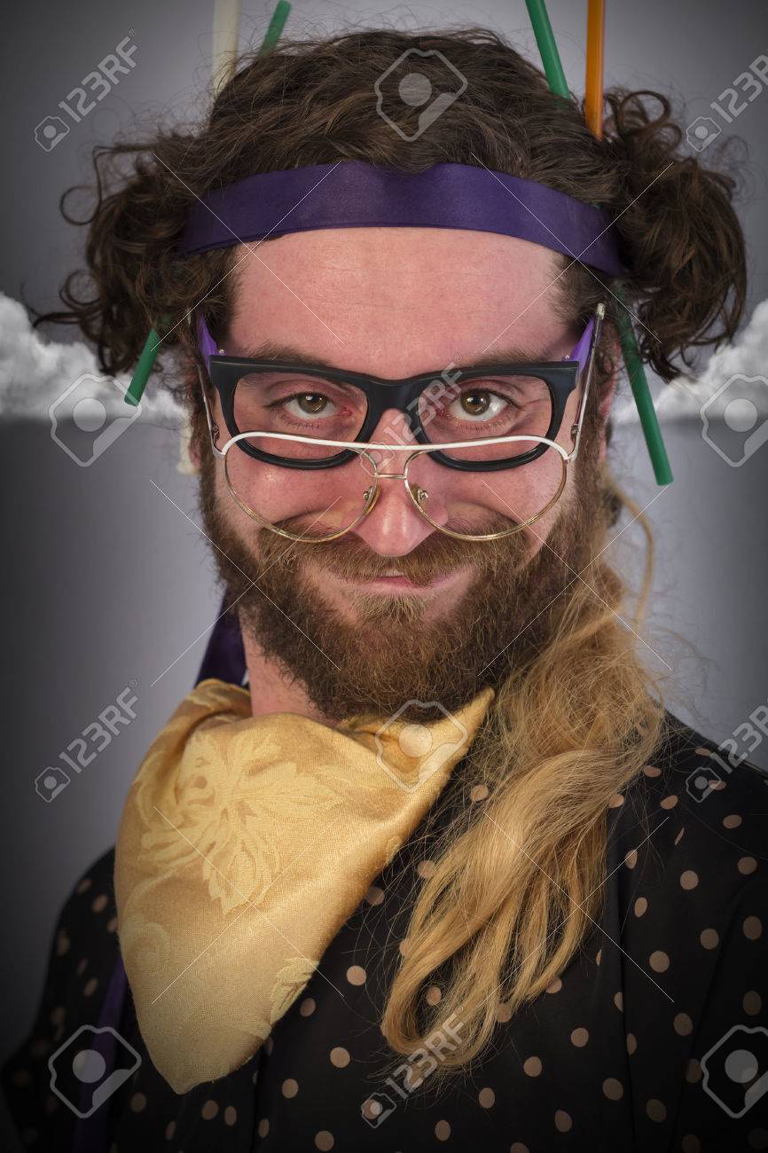 Bearded Crazy Person Lunatic Wearing Several Pairs Of Glasses Stock Photo Picture And Royalty Free Image Image 52291405