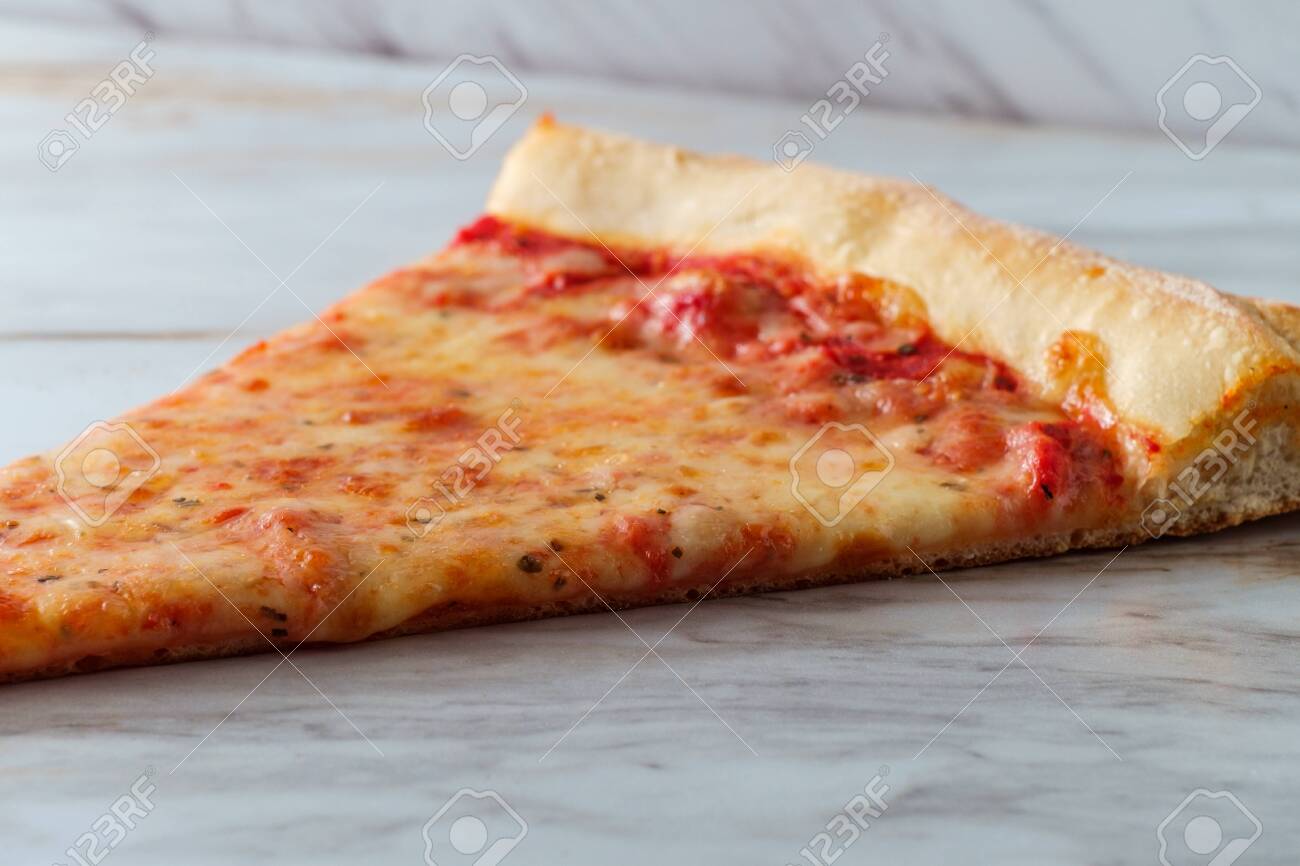 New York Style Plain Slice Of Cheese Pizza Stock Photo, Picture and Royalty  Free Image. Image 135672559.