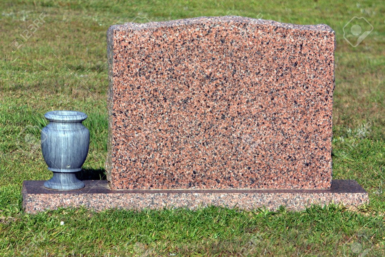 blank granite tombstone with marble vase stock photo picture and