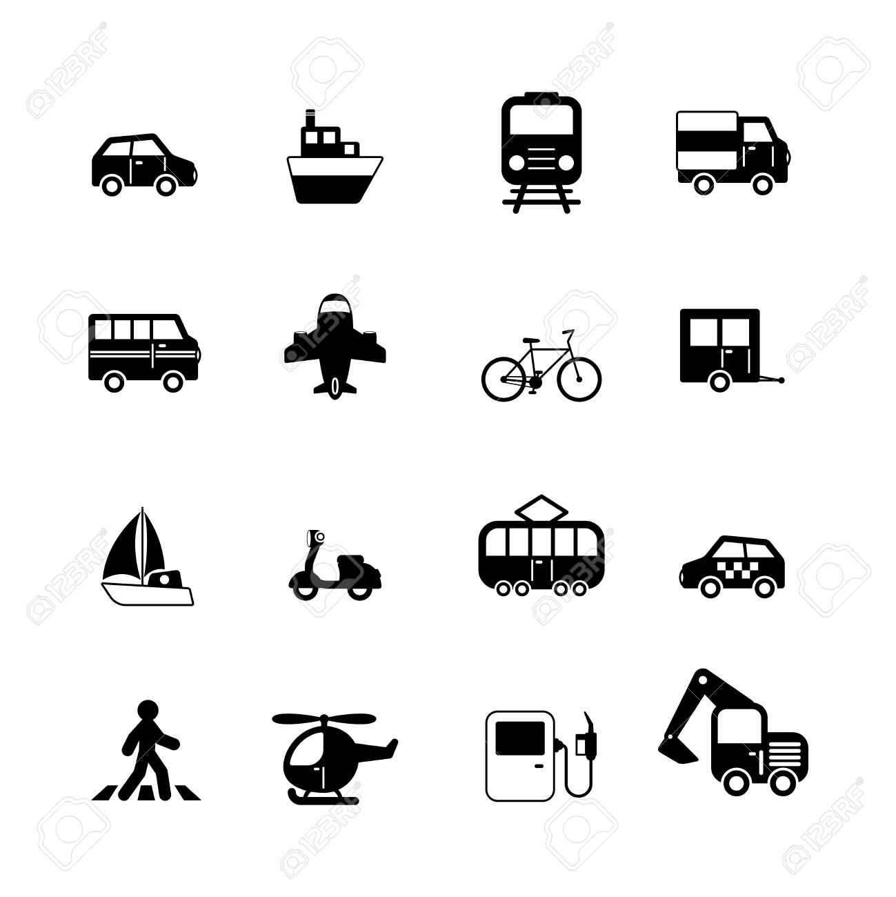 Transport Piktogramme Sammlung Von Auto Lkw Bus Fussganger Isolierten Vektor Illustration Lizenzfrei Nutzbare Vektorgrafiken Clip Arts Illustrationen Image