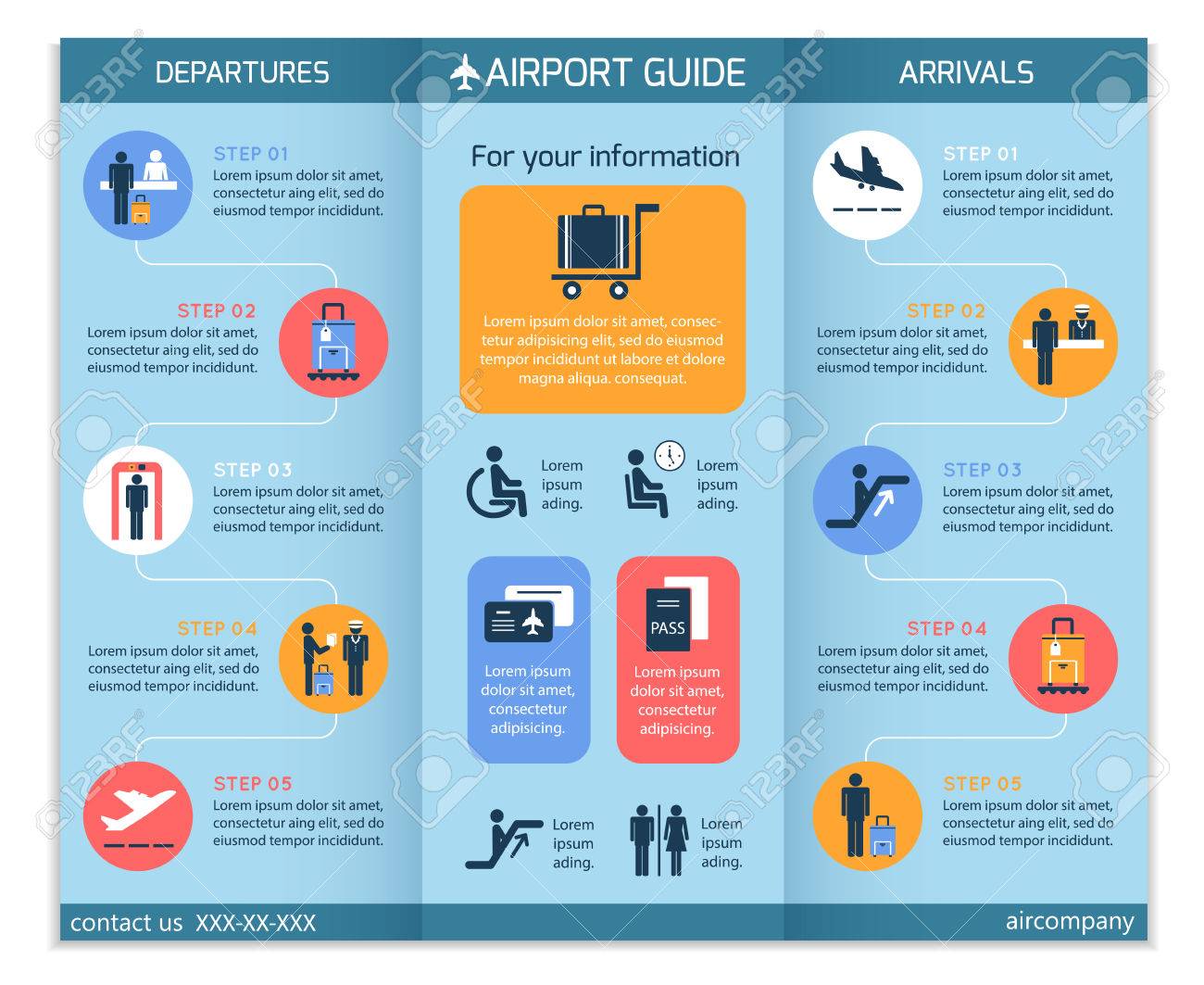 airport business infographic brochure template with security