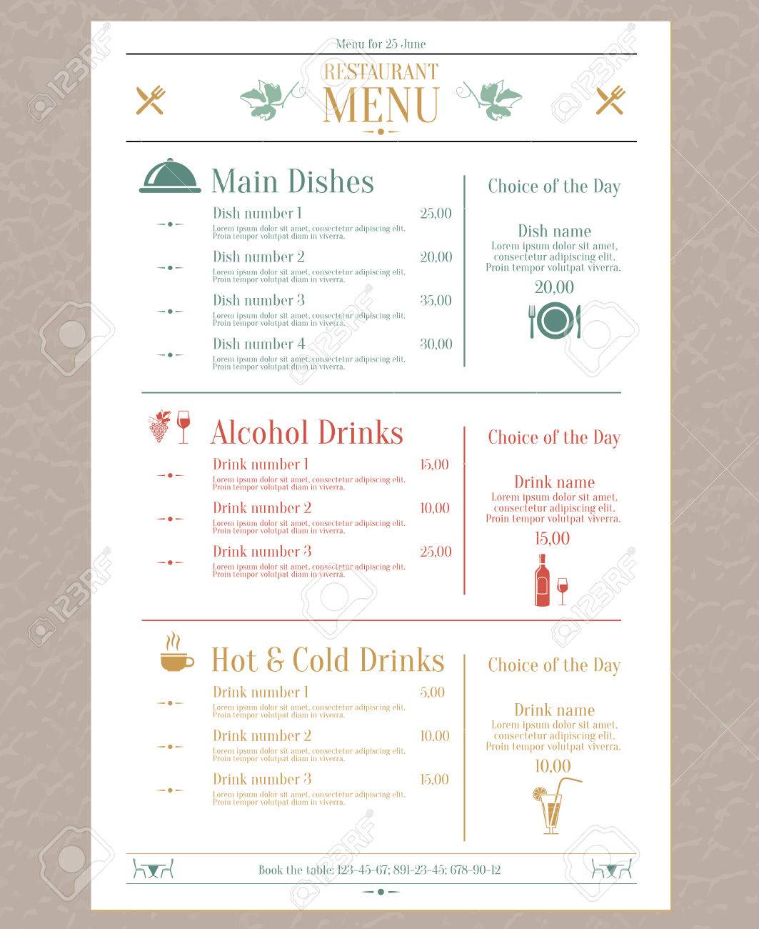 elegant restaurant menu list with decorative elements vector