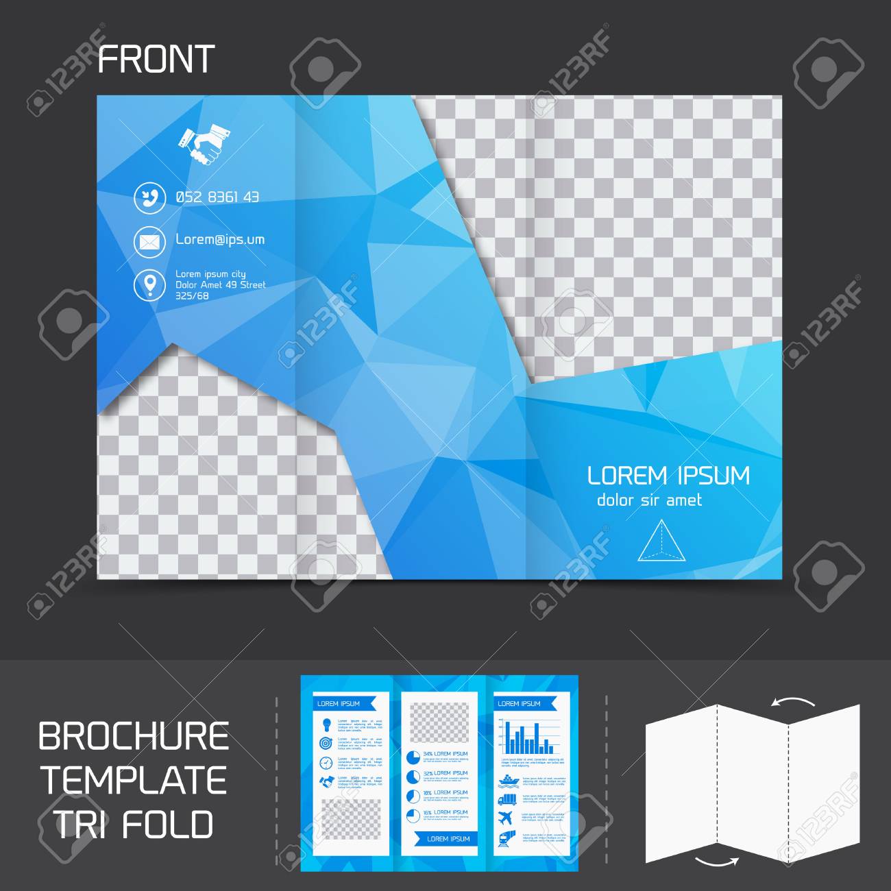 blue technology brochure leaflet design template tri fold marketing
