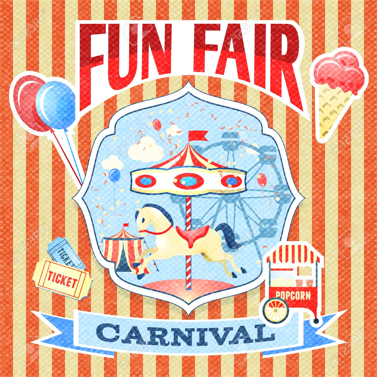vintage carnival fun fair theme park poster template vector illustration fun fair flyer template