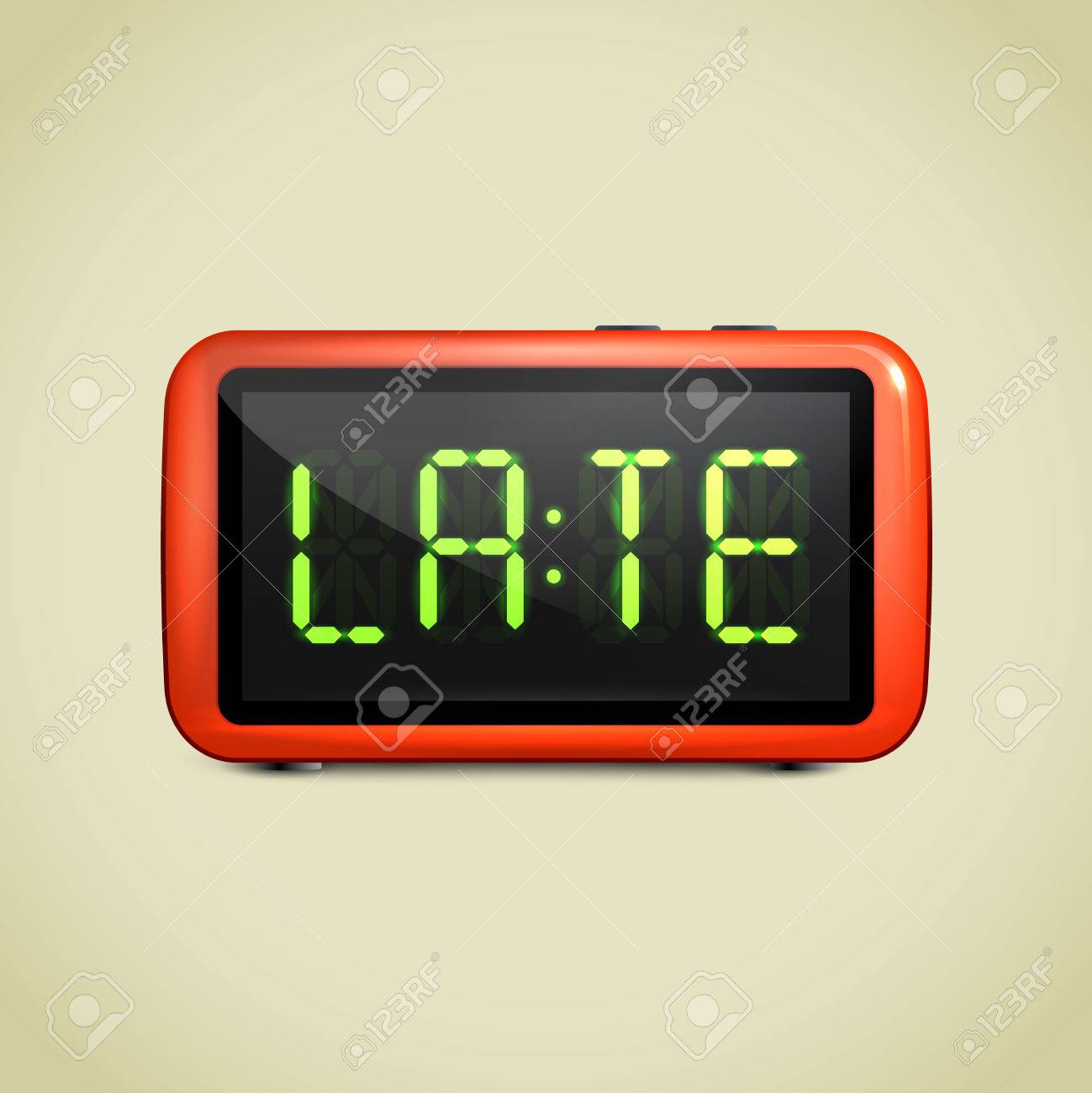液晶ディスプレイ デジタル目覚まし時計を現実的な目を覚ますコンセプト本文ベクトル イラスト のイラスト素材 ベクタ Image