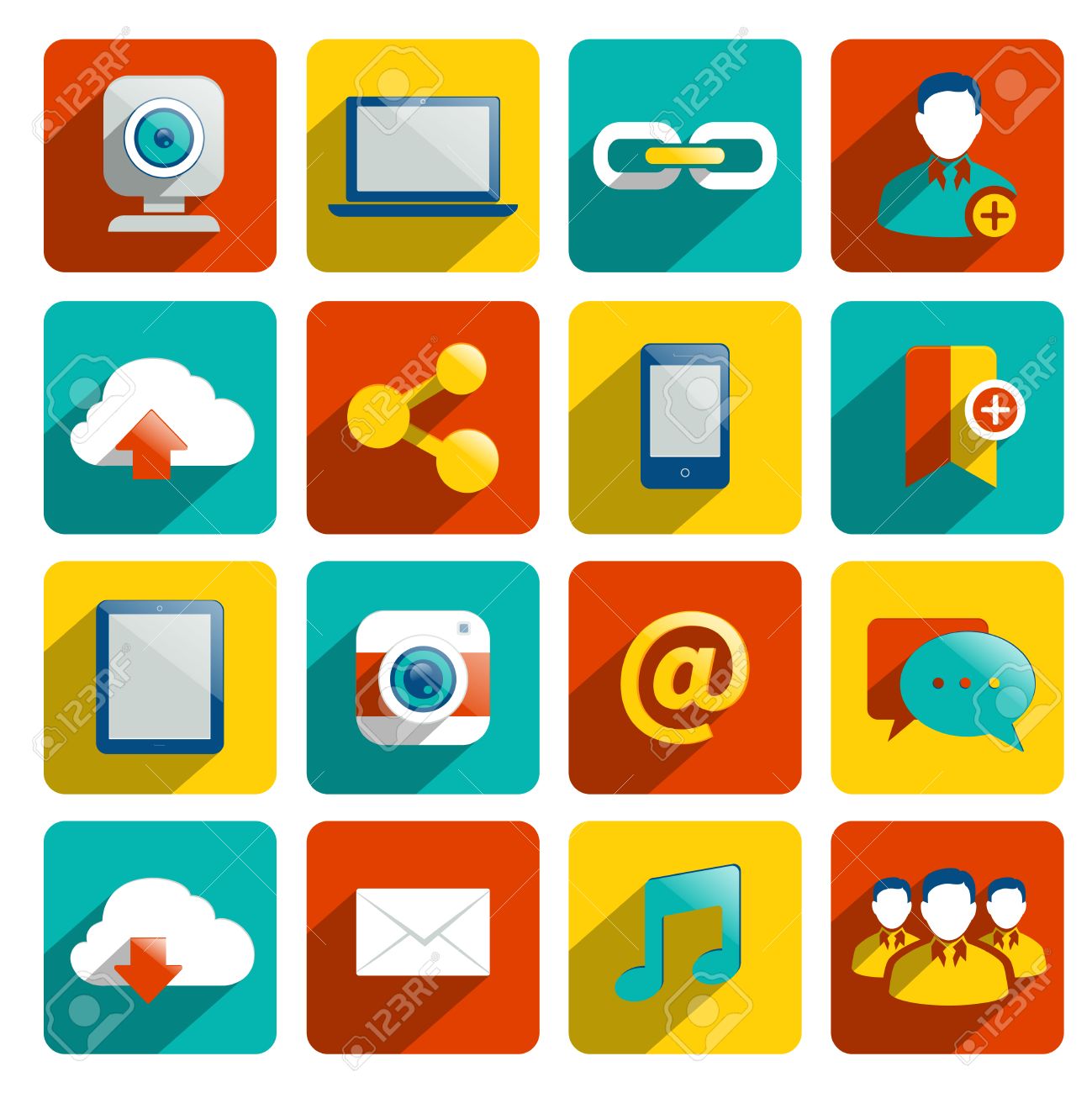 インターネット ネットワーク要素分離ベクトル イラスト平らなソーシャル メディアのアイコンを設定します のイラスト素材 ベクタ Image