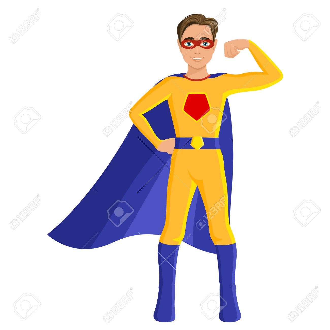 Boy Kid In Yellow Superhero Costume Full Length Portrait Isolated On White  Background Vector Illustration Royalty Free Cliparts, Vectors, And Stock  Illustration. Image 30081150.