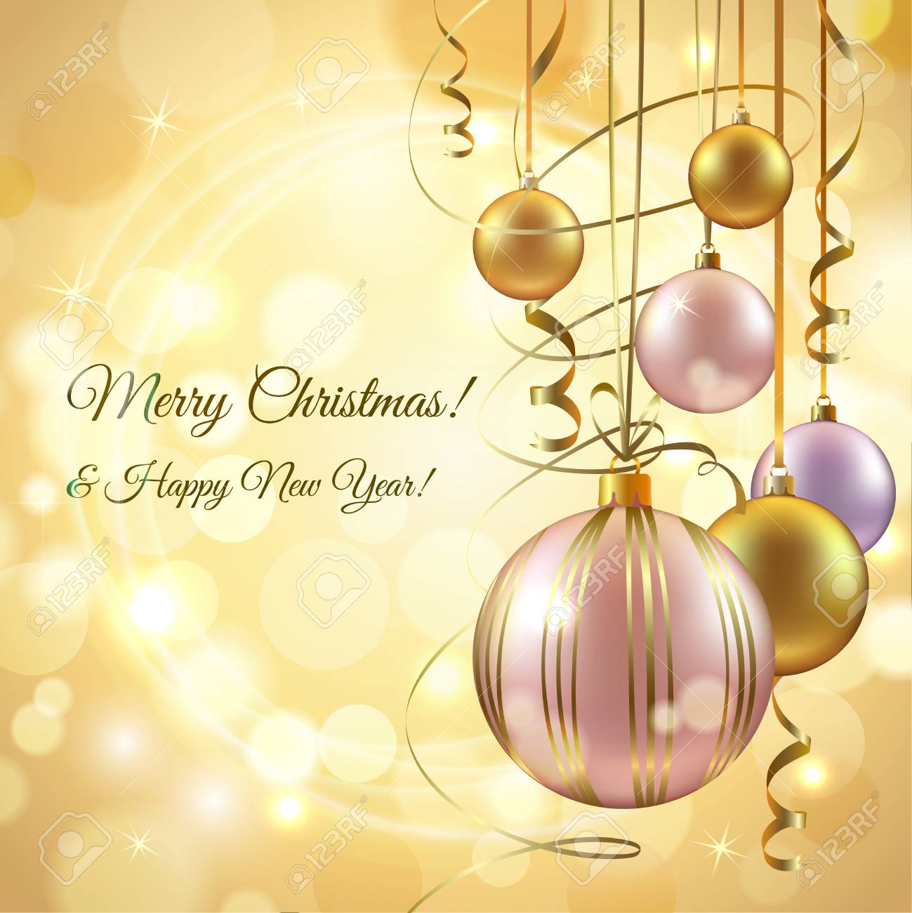 christmas and new year postcard background template with decoration new year postcard