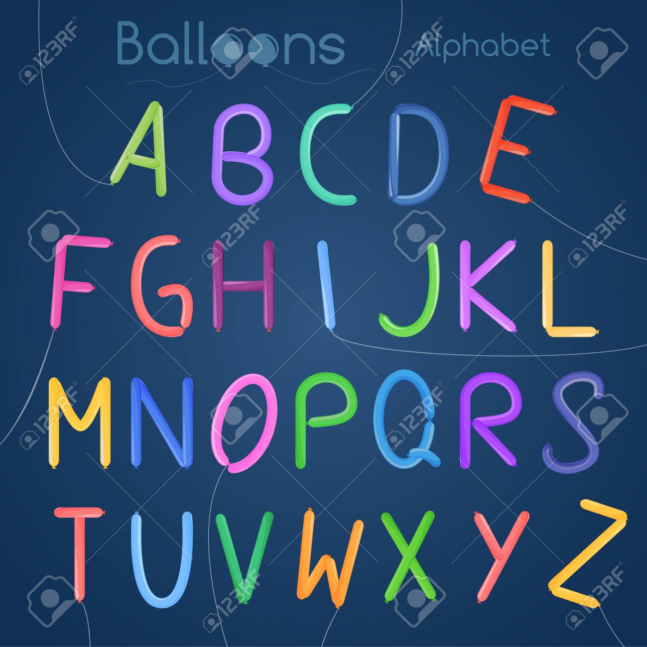 balloons colored font letter birthday party carnival set vector carnival letter font