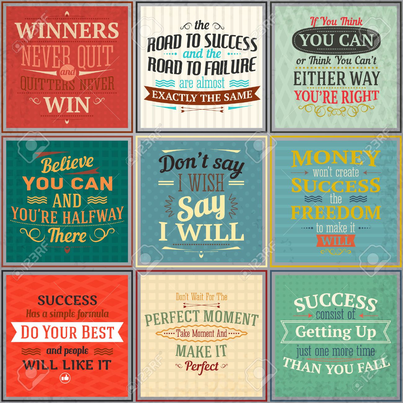 Success money freedom motivational quotes colored emblems set isolated vector illustration - 34737812 Success money freedom motivational quotes colored emblems set isolated vector illustration - 34737812