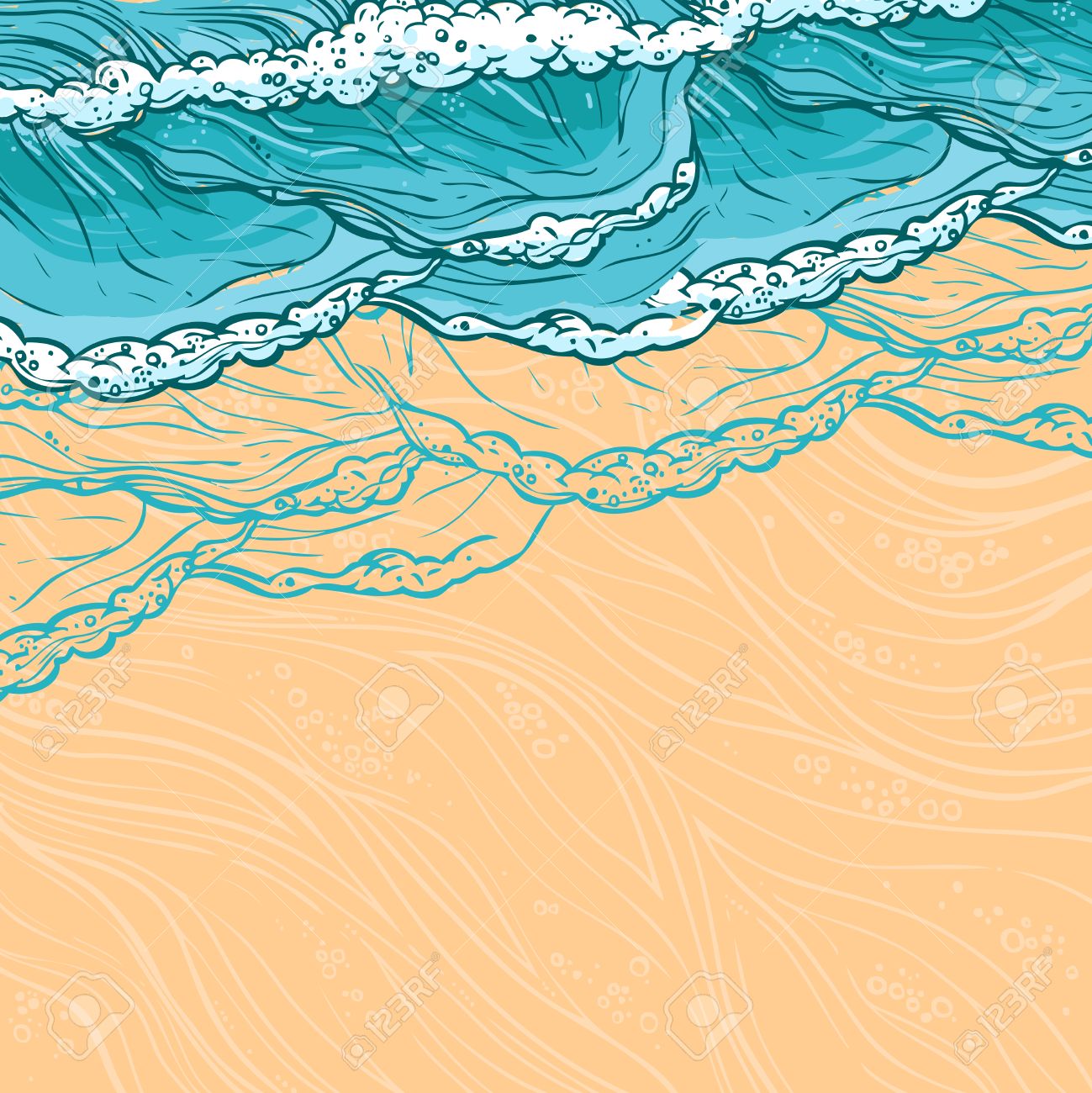 Waves Flowing Water Sketch Sea Ocean And Sandy Beach Seashore Colored  Background Vector Illustration Royalty Free SVG, Cliparts, Vectors, and  Stock Illustration. Image 35030526.