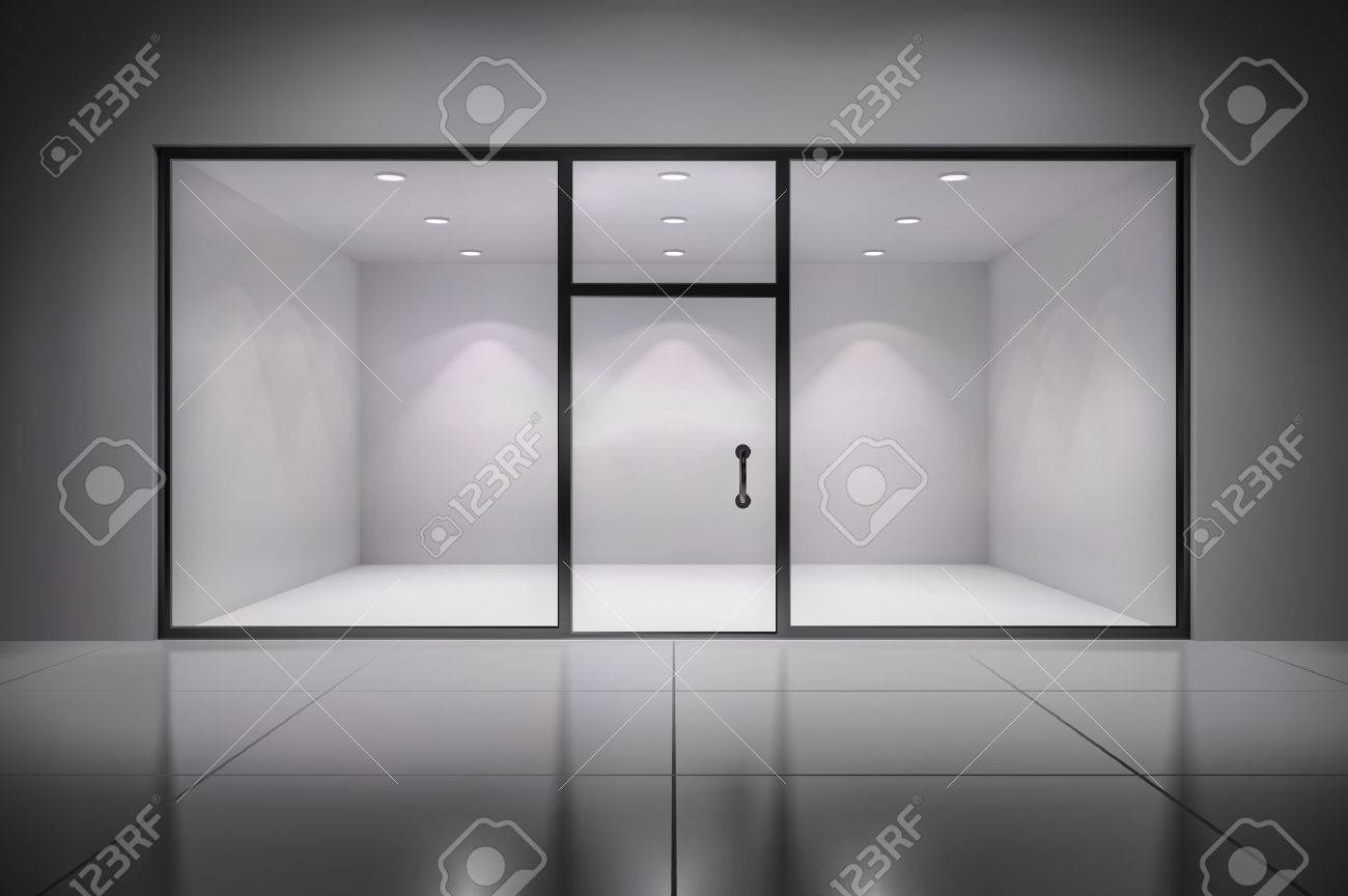Empty Illuminated Store Exposition Interior Realistic Background Vector Illustration Stock Empty Illuminated Store Exposition Interior Realistic Background Vector Illustration Stock