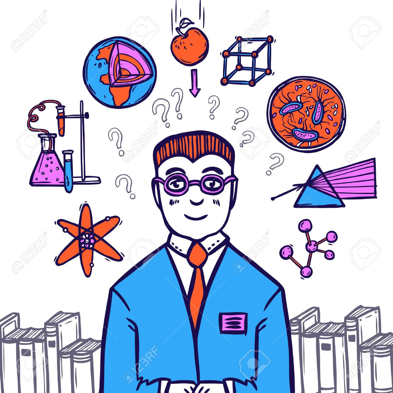 科学者スケッチ男性図の概念と科学的なアイコン セット ベクトル イラストのイラスト素材 ベクタ Image 科学者スケッチ男性図の概念と科学的なアイコン セット ベクトル イラストのイラスト素材 ベクタ Image
