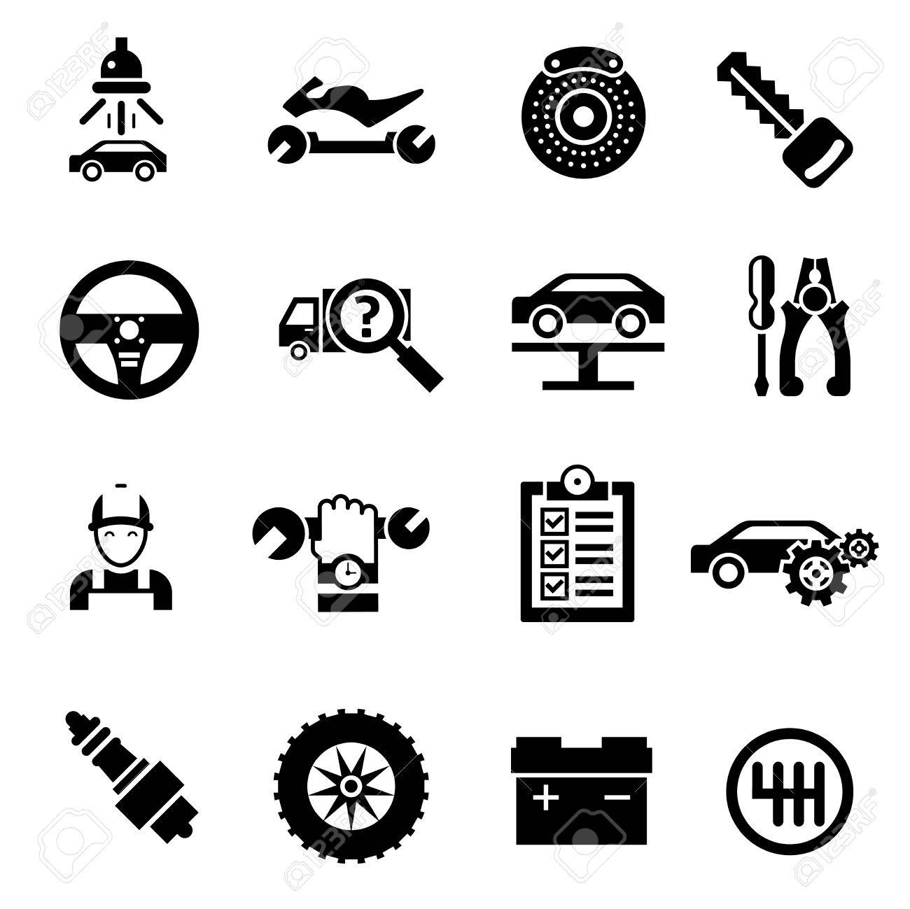 車修理自動車車メカニック サービス アイコン黒分離ベクトル図のイラスト素材 ベクタ Image