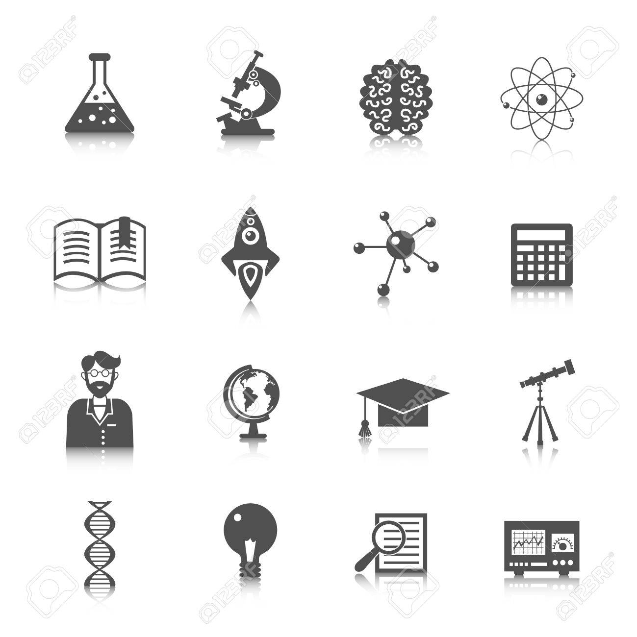 Science And Research Icon Set With Laboratory Experiment Equipment ...